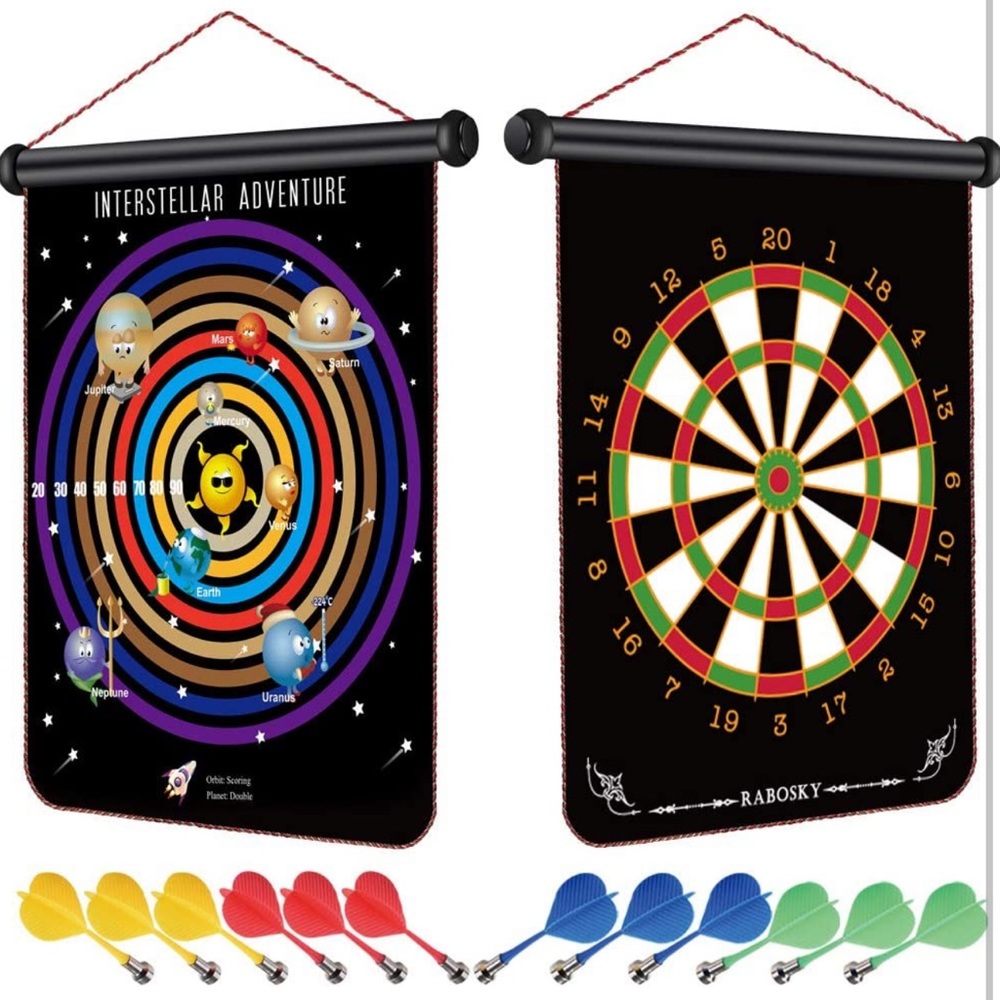Magnetic Dart Board for Kids - Outdoor Games for kids Double-Sided, 12 Darts